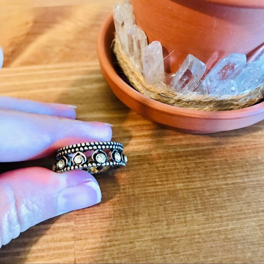 Golden Lotus Crystal Ring